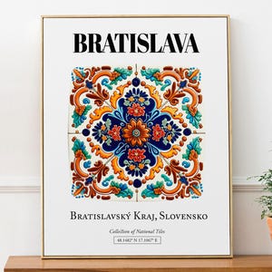 Bratislava, Slovensko, Traditional Tile Pattern Aesthetic Wall Art Decor Print Poster