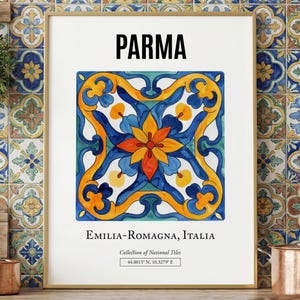 Parma Italy Tile Art Print: Emilia-Romagna Maiolica Wall Decor