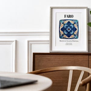 Faro Portugal Tile Art Print: Traditional Algarve Pattern Decor image 3