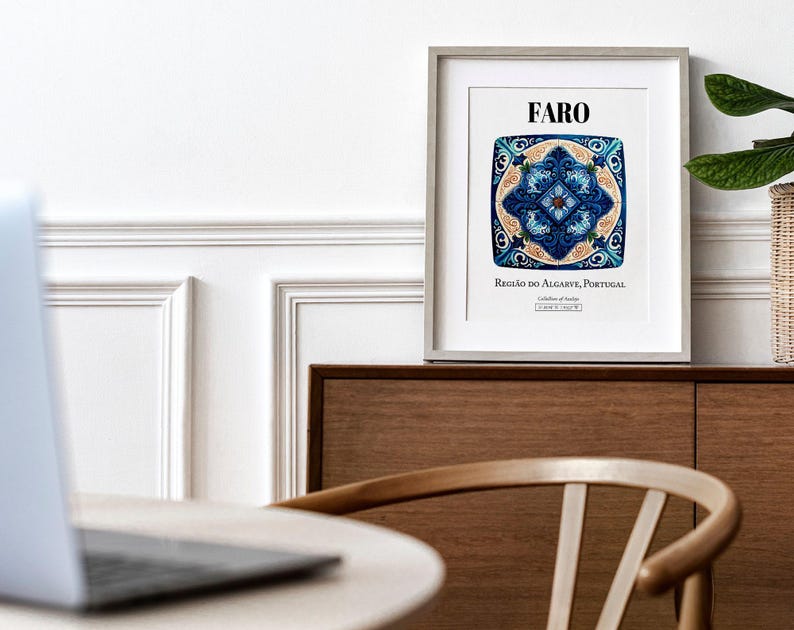 Faro Portugal Tile Art Print: Traditional Algarve Pattern Decor image 3