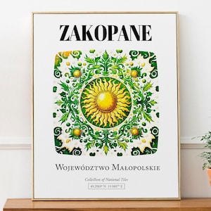 Impresión artística de azulejos de Zakopane: decoración popular tradicional polaca