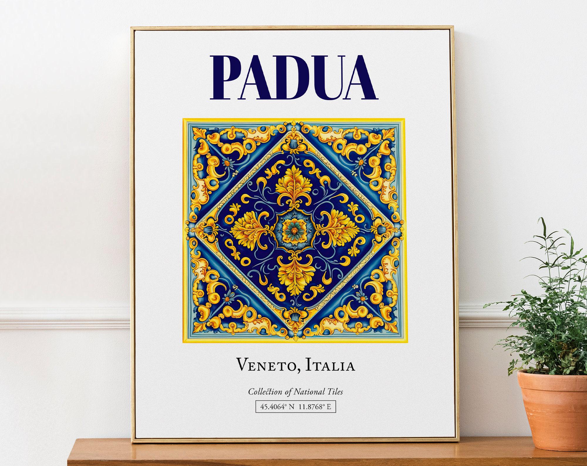 Padua Italy Maiolica Tile Print, Traditional Kitchen Wall Art, image size:2000x1588