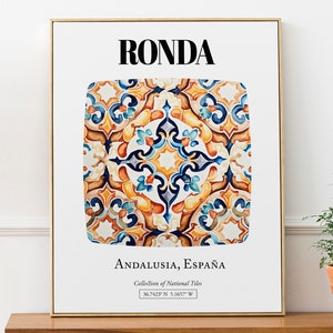 Ronda Tile Art Wall Art Print poster, Andalusië, Spanje