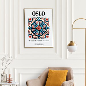 Oslo, Norge, Traditional Tile Pattern Aesthetic Wall Art Decor Print Poster image 7