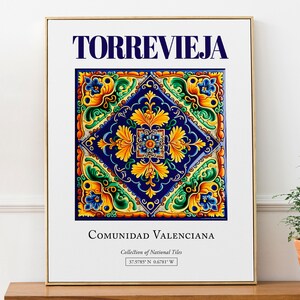 Torrvieja, Comunidad Valentina, Spanien, ästhetische traditionelle Fliesen, Wand Kunst Dekor Print Poster, Schlafzimmer Wanddekoration