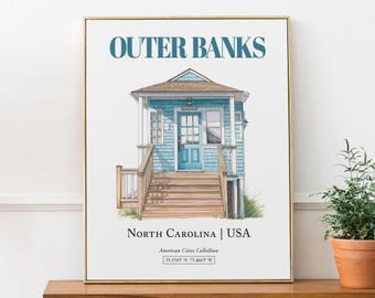 Outer Banks Print, North Carolina Watercolor Door Art