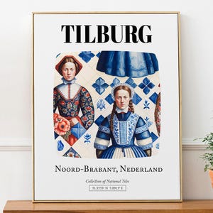 Tilburg, Niederlande, Kachel mit Trachten-Muster ästhetische Wand Kunst Dekor Druck Poster
