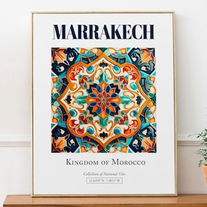 Marrakesch, Marokko, ästhetische traditionelle Fliesen, Wand-Dekor-Druck Poster, Schlafzimmer-Wand-Kunst