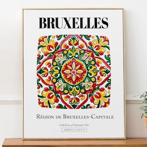 Bruxelles Belgium Tile Pattern Art Print Poster