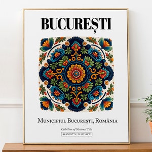 Bucharest (București), Romania, Traditional Tile Pattern Aesthetic Wall Art Decor Print Poster