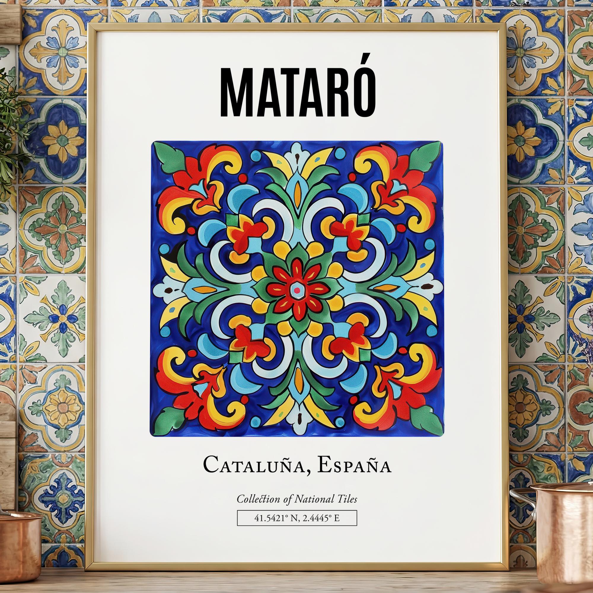 マタロ スペイン タイル アート プリント、カタルーニャ民俗装飾