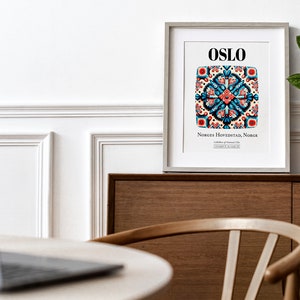 Oslo, Norge, Traditional Tile Pattern Aesthetic Wall Art Decor Print Poster image 4