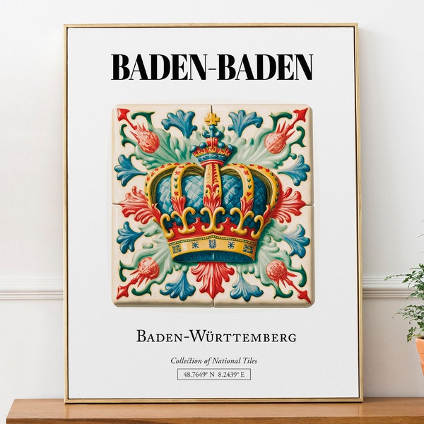 Baden-Baden, Baden-Württemberg, Germany, Traditional Tile Pattern Aesthetic Wall Art Decor Print Poster