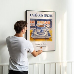 Café con Leche Print, Spanish Tile Kitchen Art Poster image 4
