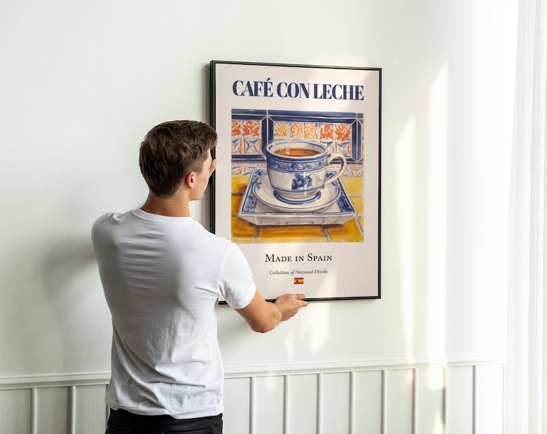 Café con Leche Print, Spanish Tile Kitchen Art Poster image 4