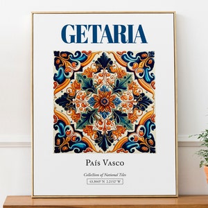 Getaria, País Vasco, España, Azulejo tradicional folclórico estético, Póster con impresión de arte de pared, Decoración de sala de estar