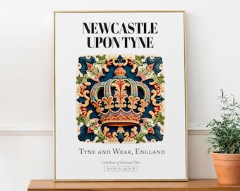 Newcastle upon Tyne, Tyne and Wear, England - Traditional Tile Pattern Art Print Poster