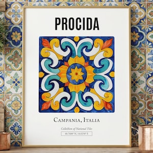 Procida Italy Tile Art Print, minimalistische Maiolica-poster