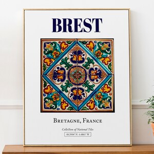 Brest, Bretaña, Francia, Azulejo tradicional estético popular, Póster con impresión de arte de pared, Arte de pared para baño