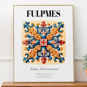 Fulpmes Austria Tile Art Print: Traditional Tirol Pattern