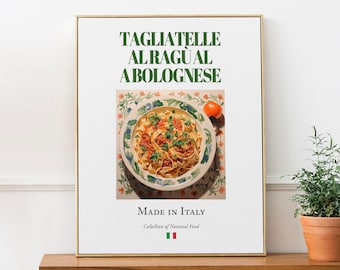 Tagliatelle al Ragù Art Print, Italian Food Poster, Kitchen Cafe Decor