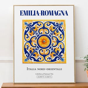 Emilia-Romagna, Italia Nord-orientale, Italy, Aesthetic Traditional Maiolica Tile, Wall Art Décor Print Poster, Living Room Art