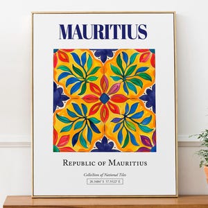 Mauritius, Republic of Mauritius, Aesthetic Traditional Tile, Wall Art Décor Print Poster