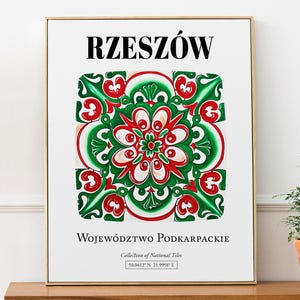 Rzeszów Polonia Tile Art Print: Patrón tradicional polaco