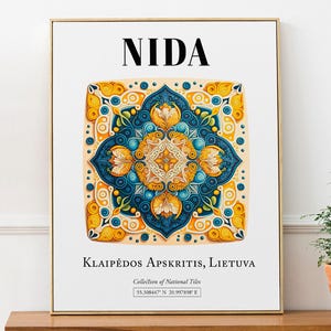 Nida Lithuania Tile Pattern Print, Traditional Wall Art Decor