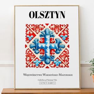 Impresión de arte de azulejos de Olsztyn Polonia: decoración tradicional de Warmia-Masuria