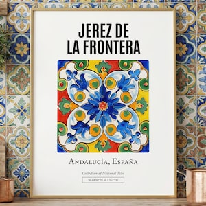Jerez de la Frontera, Andalusia, Spain - Traditional Tile Pattern Wall Art Print Poster