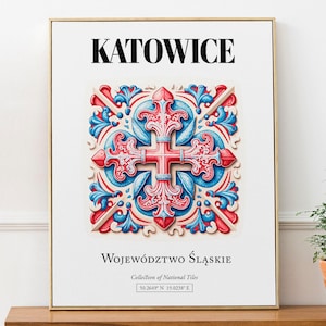 Impresión de azulejos de Katowice: decoración de pared tradicional polaca