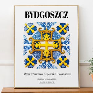 Impresión artística de azulejos de Bydgoszcz: decoración de pared con motivos tradicionales polacos