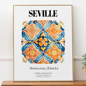 Seville Tile Pattern Poster: Andalusian Elegance in Wall Art