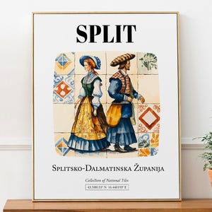 Split Kroatien Kunstdruck, Traditionelle Fliese & Volkstracht Poster