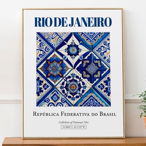 Río de Janeiro, Brasil, Azulejo tradicional estético, Póster con impresión de decoración de arte de pared, Arte de pared de cocina