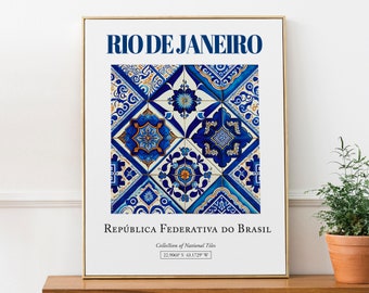 Rio de Janeiro, Brasil, Aesthetic Traditional Tile, Wall Art Décor Print Poster, Kitchen Wall Art