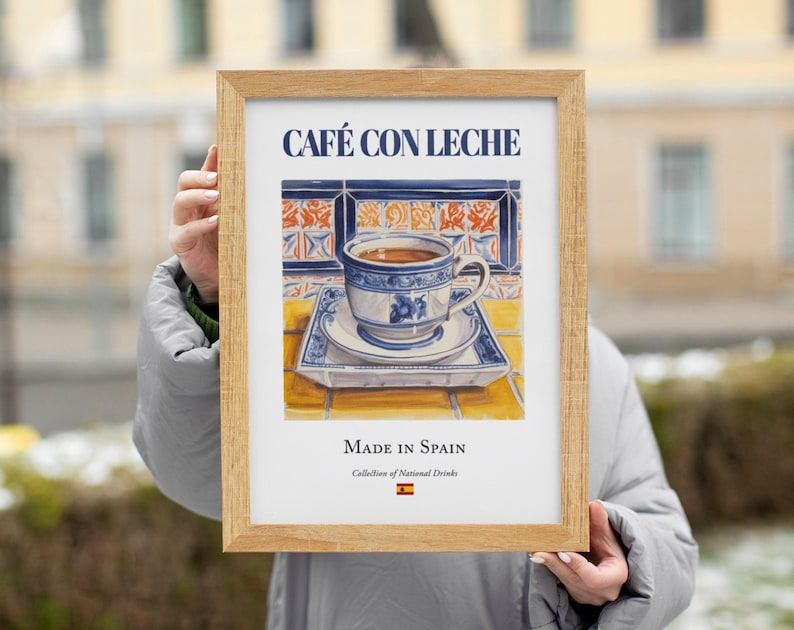 Café con Leche Print, Spanish Tile Kitchen Art Poster image 6