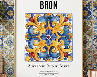 Bron France Tile Art Print, Minimalist Home Decor