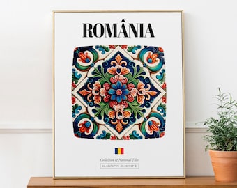 Romanian Tile Art Print: Traditional Pattern Wall Decor