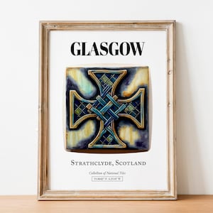 Glasgow Scotland Tile Art Print: Traditional Strathclyde Pattern