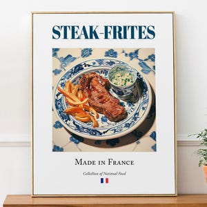 Steak-Frites Print, French Food Poster, Kitchen Cafe Decor
