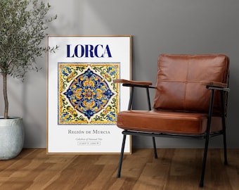 Lorca Spain Tile Art Print, Murcia Decor Poster