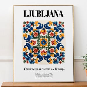 Ljubljana Slovenia Tile Art Print: Traditional Pattern Decor image 1