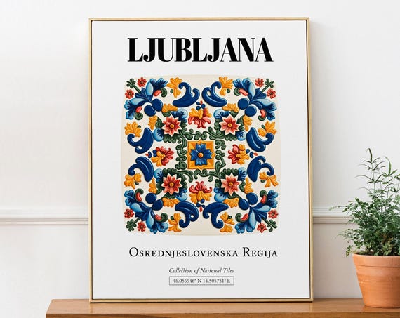 Ljubljana Slovenia Tile Art Print: Traditional Pattern Decor