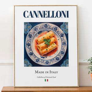 Cannelloni Print, Italienisches Essen Poster, Maiolica Tile Plate, Cafe Wandkunst