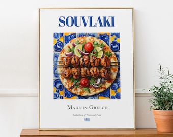 Souvlaki Print, Traditional Greek Cuisine Wall Art