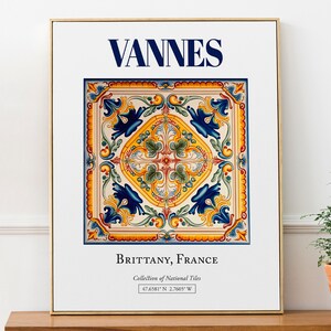 Vannes, Bretanha, França, Azulejo tradicional popular estético, pôster de impressão de arte de parede, arte de parede de quarto