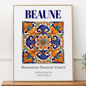 Beaune, Bourgogne-Franche-Comté, France, Aesthetic Traditional Tile, Wall Art Décor Print Poster, Dorm Wall Decor