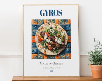 Greek Gyros Print, Traditional Food Wall Art